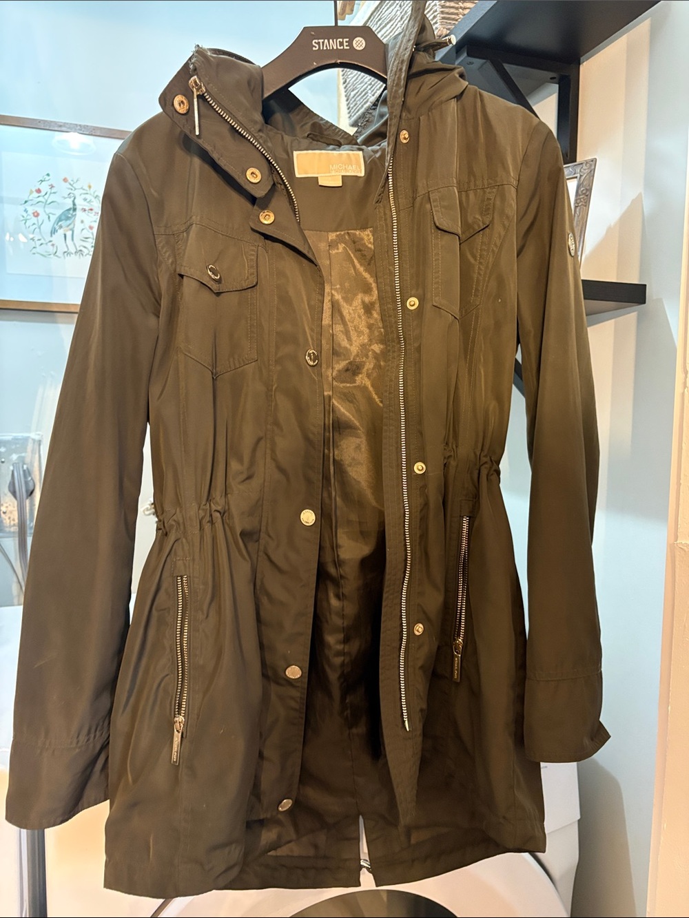 Michael Kors Olive Hooded Utility Jacket